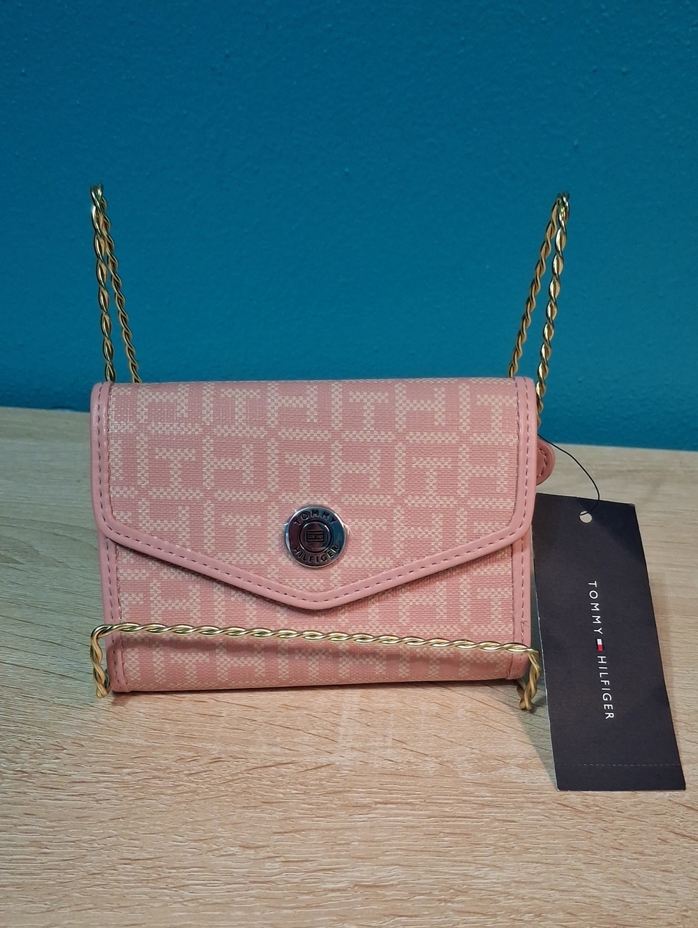 Tommy Hilfiger Pink Monogram Mini Chain Crossbody Nwt